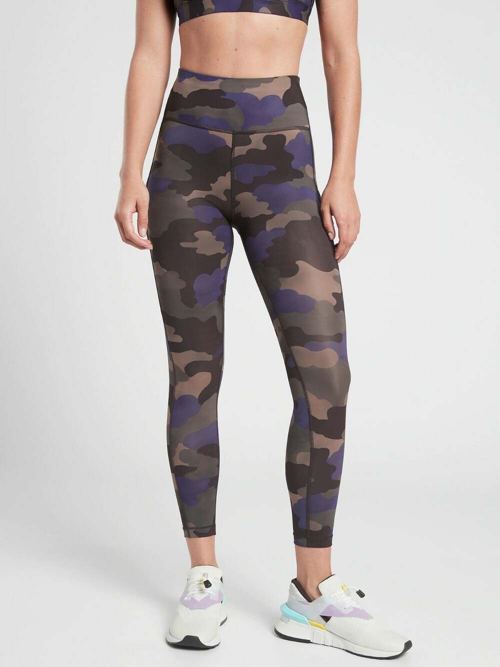 Athleta Ultimate Stash Pocket Printed 7/8 Tight,Mantra Print Blue SZ XS #631947